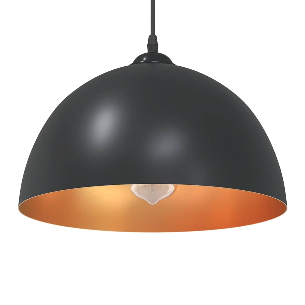 pendellamper 2 stk højdejusterbar E27 Ø 30 cm metal sort