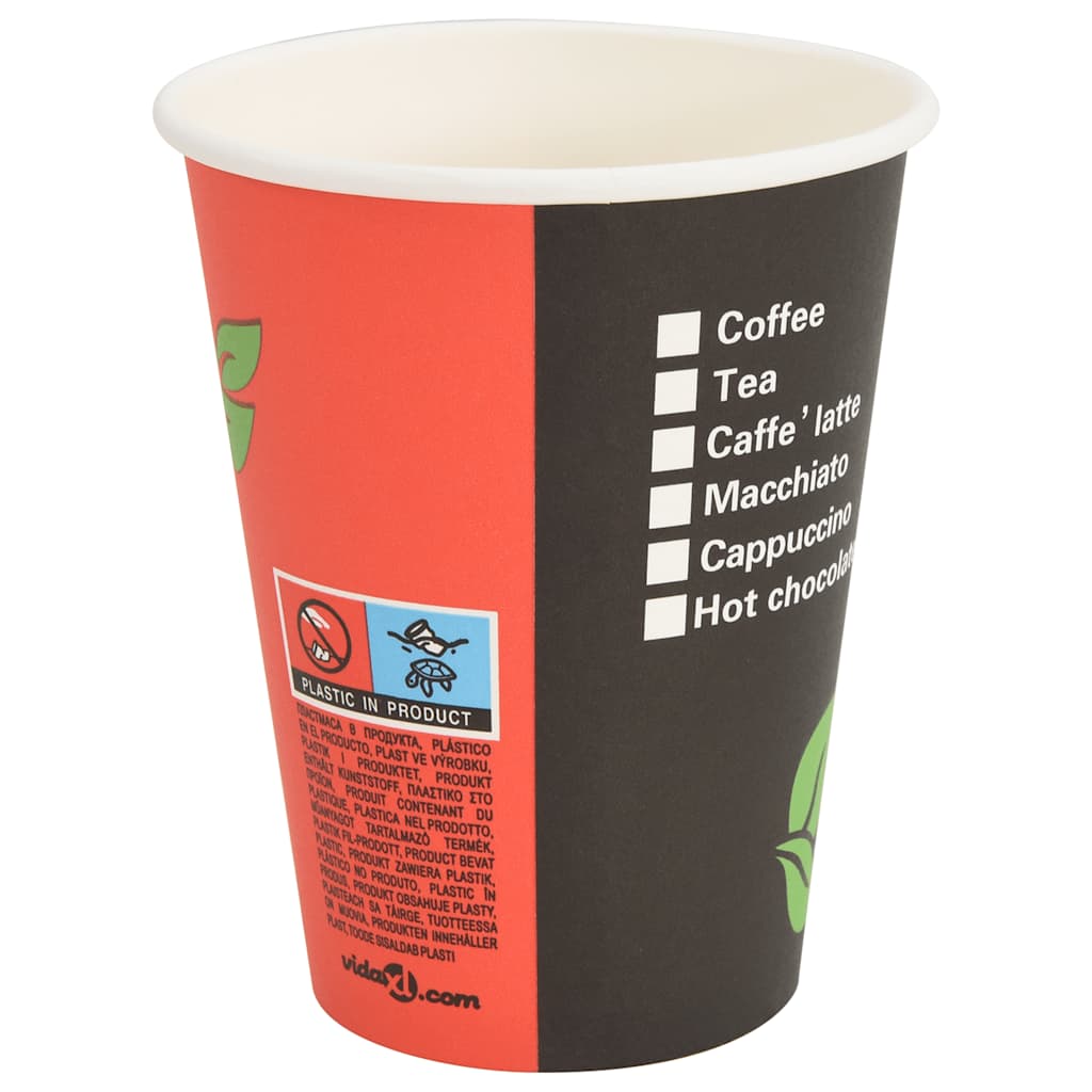 papirkaffekopper 1000 stk. 12oz 300ml rød og sort