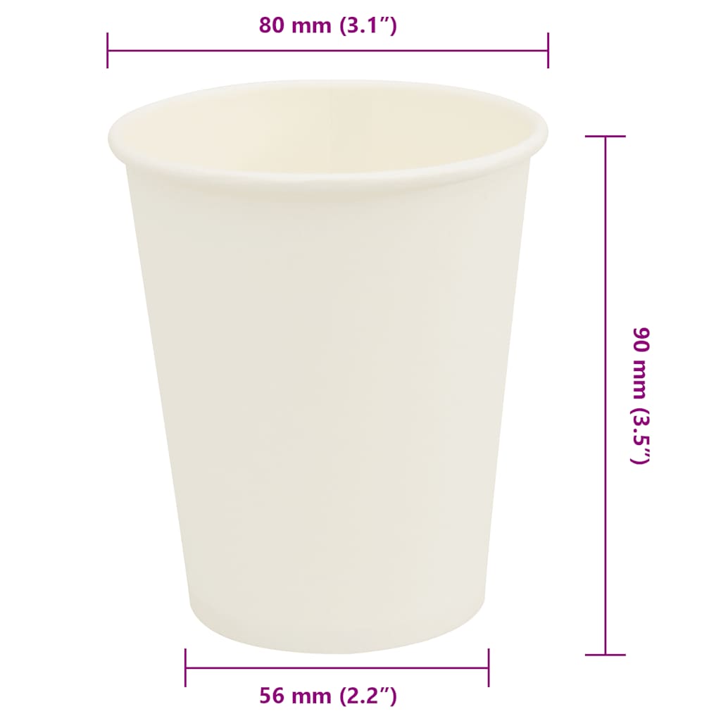 kaffekopper af papir 1000 stk 8oz 200ml hvid