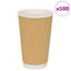 kaffekopper af papir 500 stk. 16oz 400ml brun