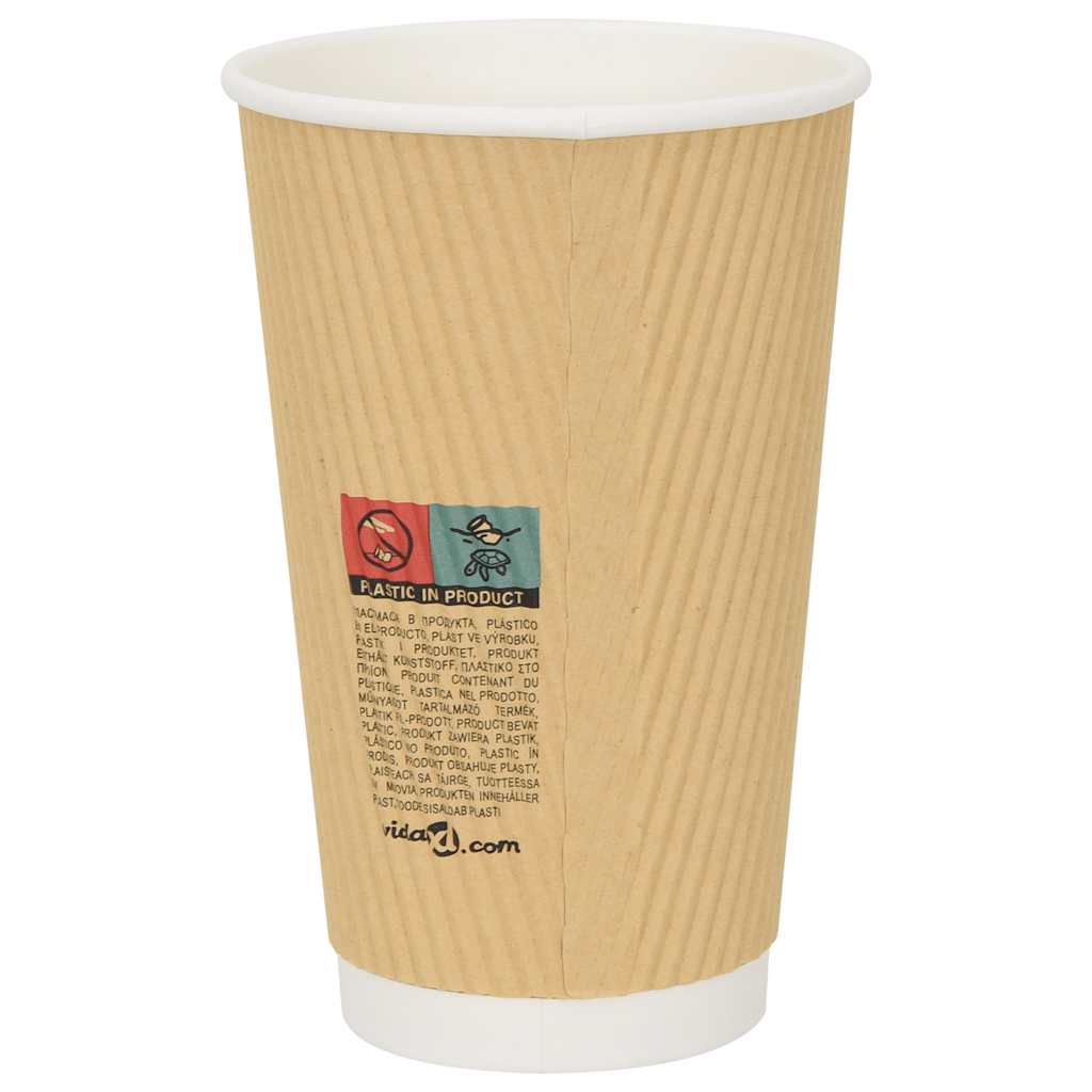 kaffekopper af papir 500 stk. 16oz 400ml brun