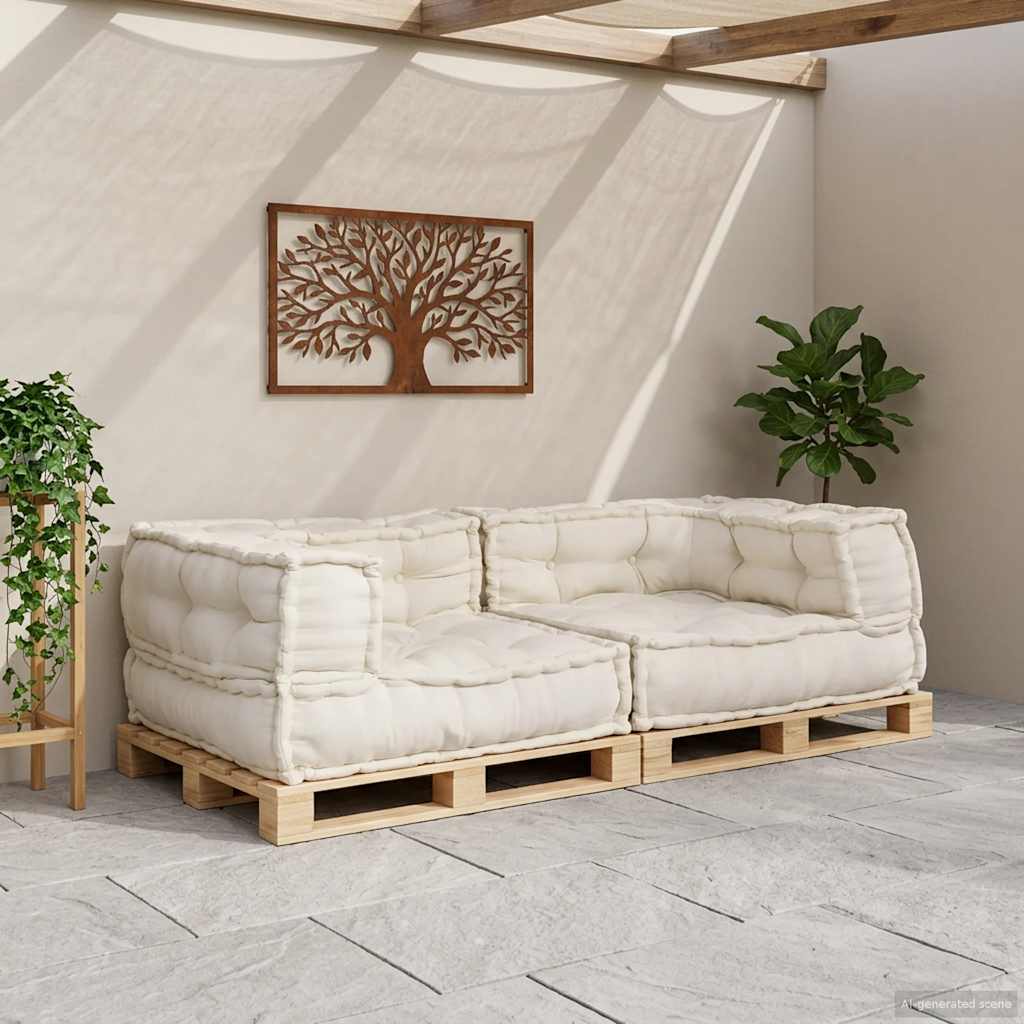 2-personers modulsofa stof 140x70x36 cremefarvet