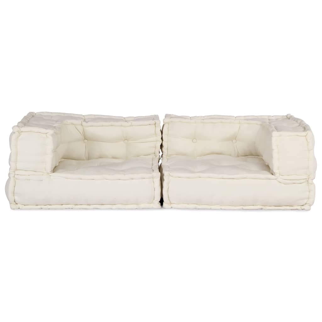 2-personers modulsofa stof 140x70x36 cremefarvet