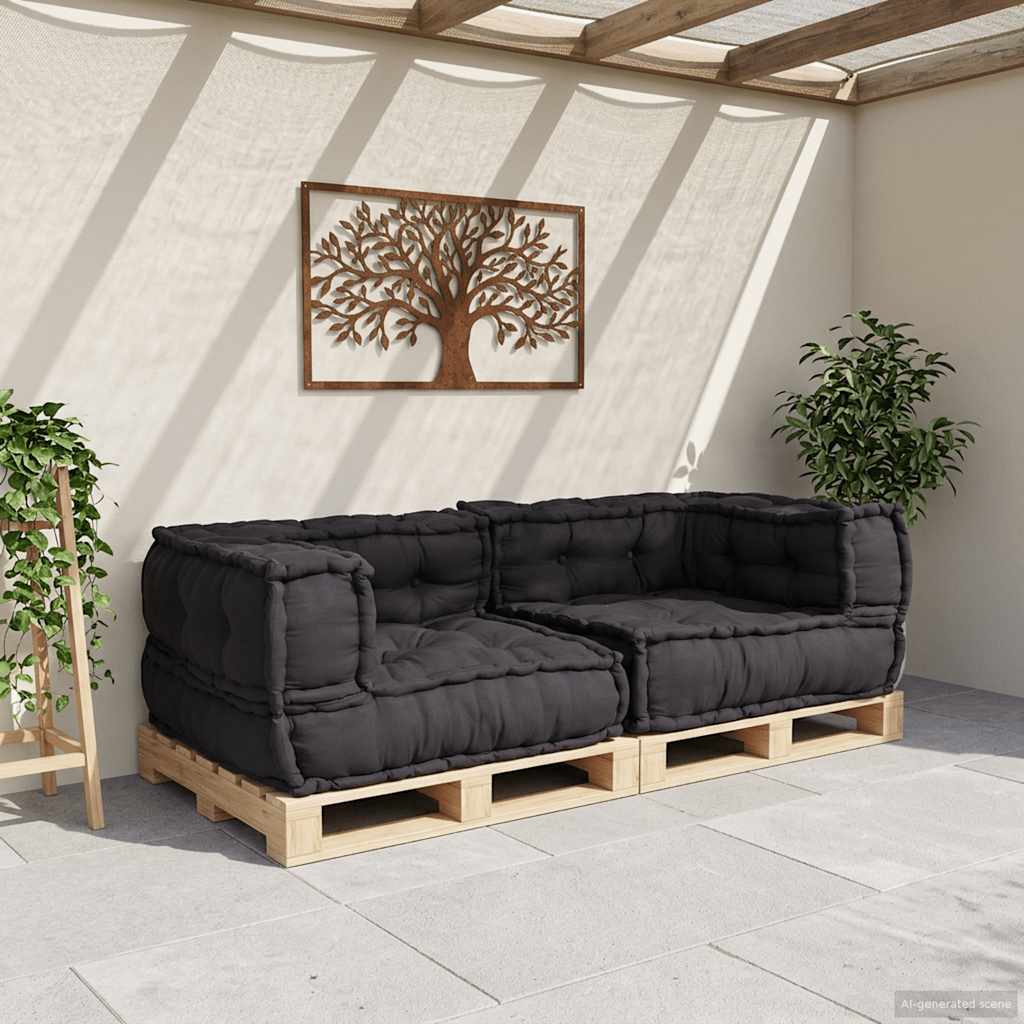 2-personers modulsofa stof 140x70x36 antracitgrå