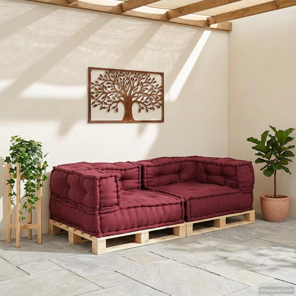 2-personers modulsofa stof 140x70x36 brunrød
