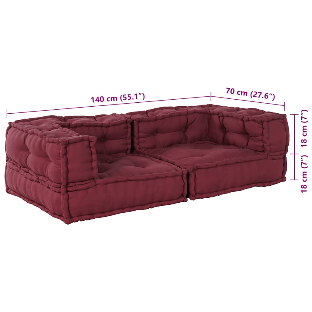 2-personers modulsofa stof 140x70x36 brunrød