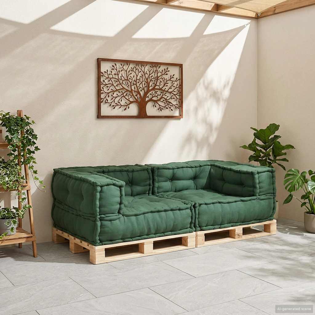 2-personers modulsofa stof 140x70x36 grøn