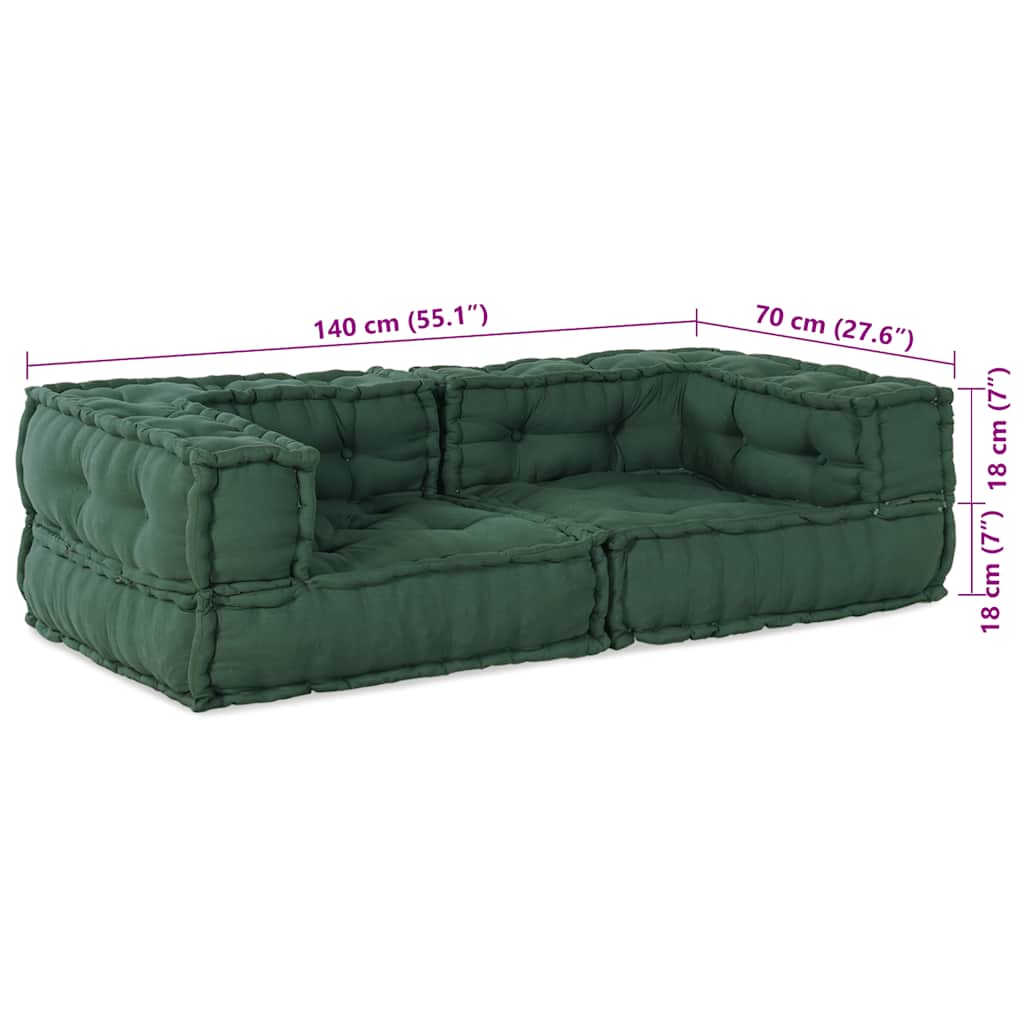 2-personers modulsofa stof 140x70x36 grøn
