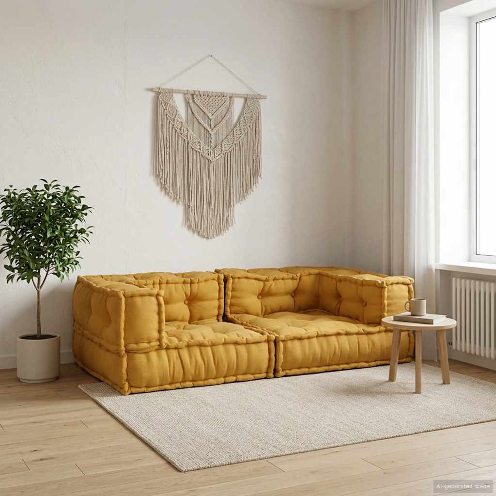 2-personers modulsofa i stof - gul, 140 × 70 × 36 cm
