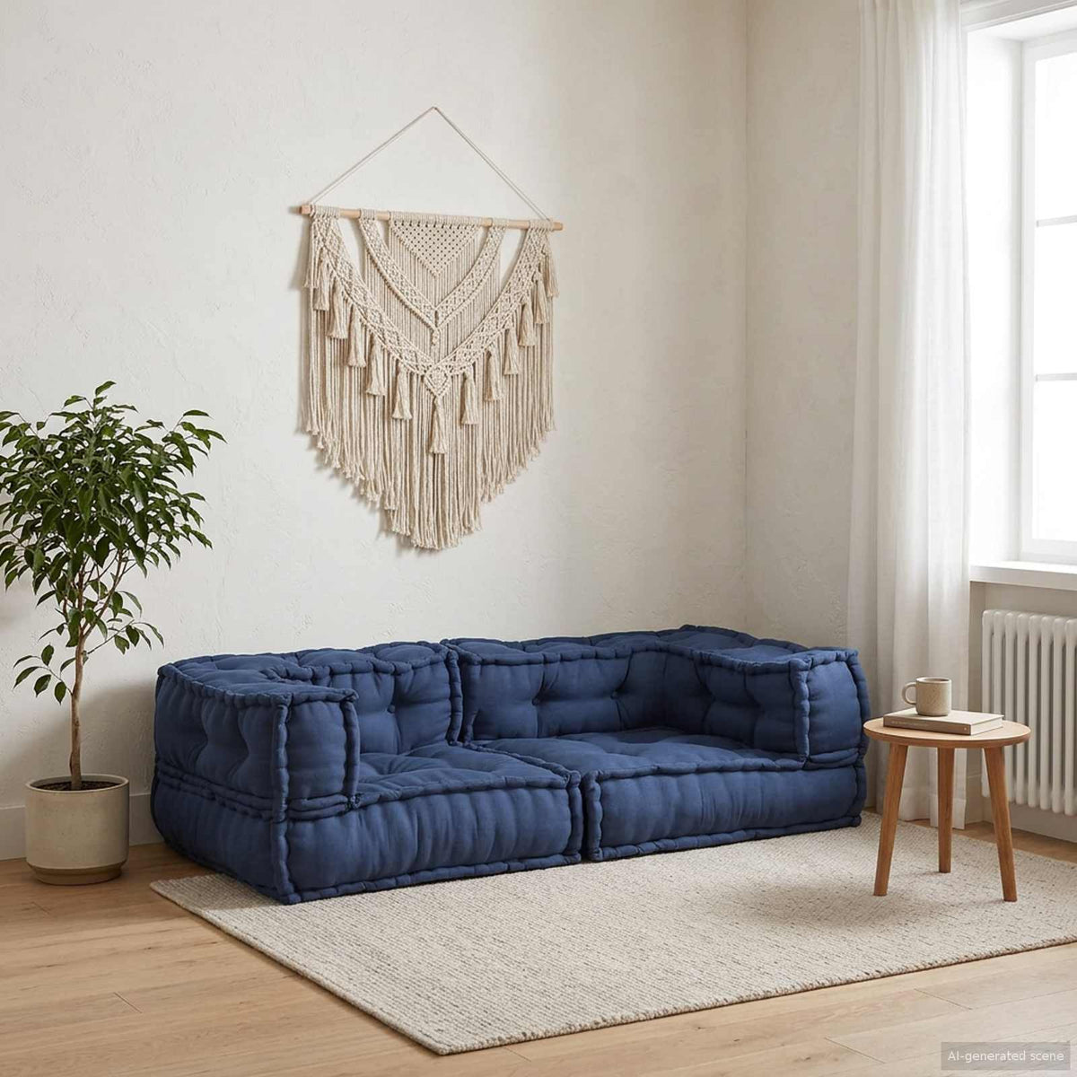 Modulssofa Enhed 3 stk. Stof Indigo 140 x 70 x 36 cm