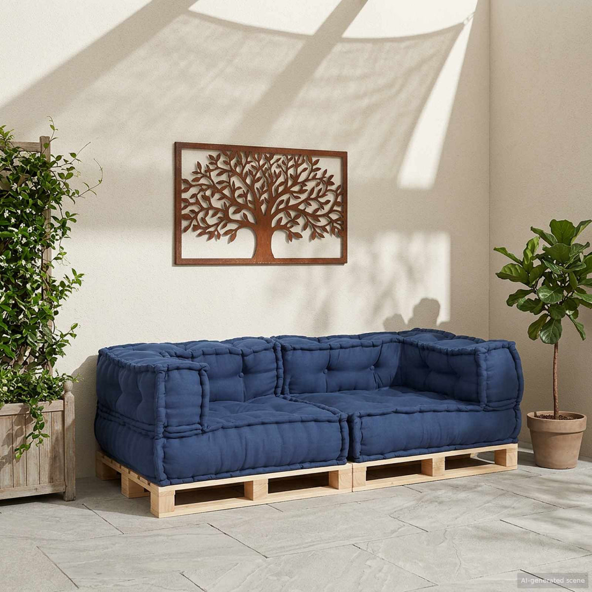 Modulssofa Enhed 3 stk. Stof Indigo 140 x 70 x 36 cm