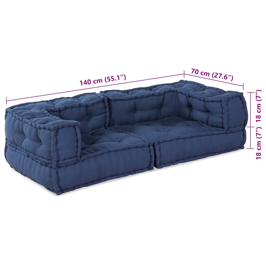 Modulssofa Enhed 3 stk. Stof Indigo 140 x 70 x 36 cm