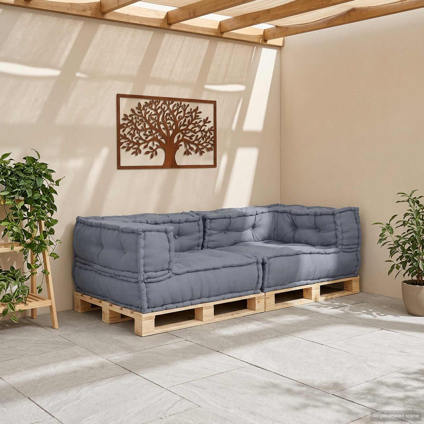 Modulssofa Enhed 3 stk. Stof Grå 140 x 70 x 36 cm