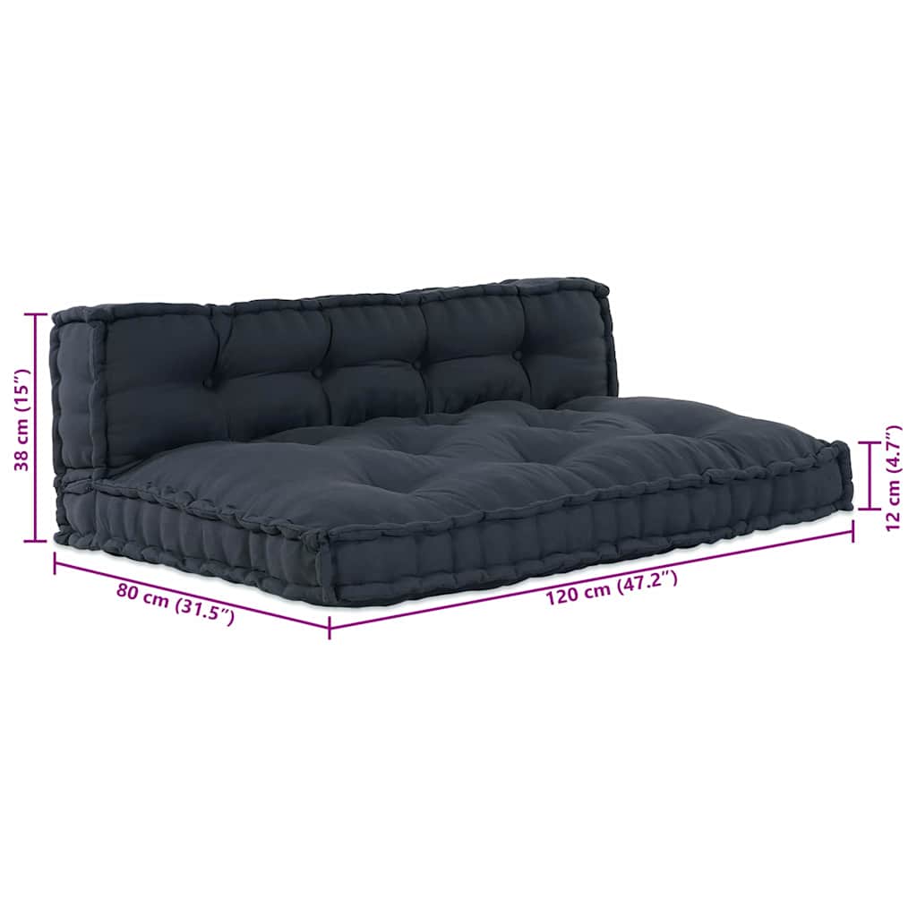 Palle Sofa Pude 2 stk. Stof Antracit 120 x 80 x 38 cm