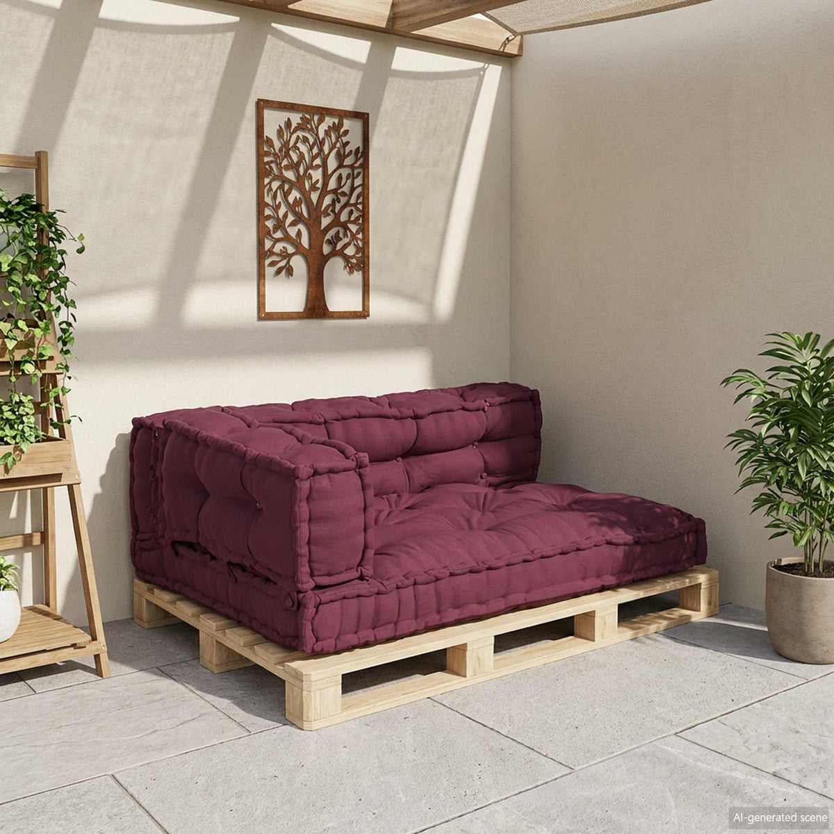 Palle Sofa Pude 3 stk. Stof Bordeaux 120 x 80 x 38 cm