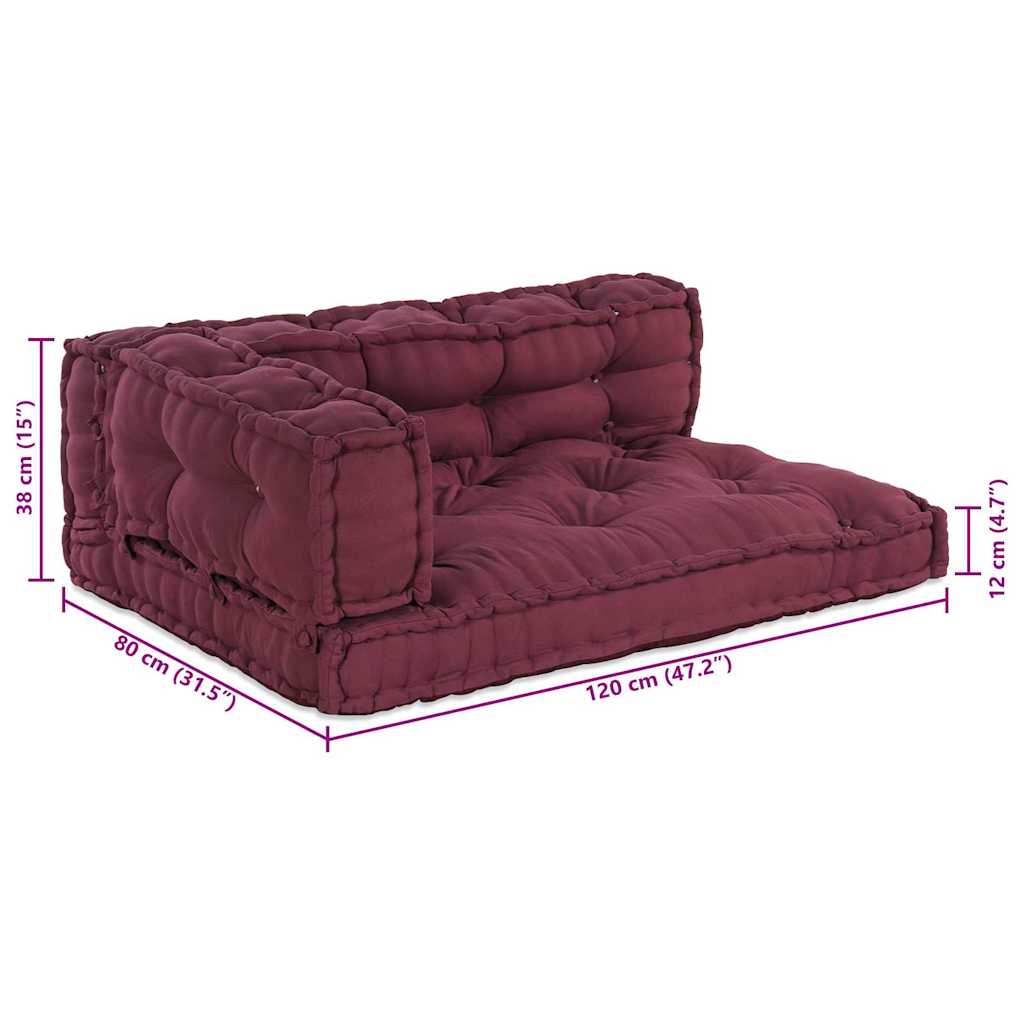 Palle Sofa Pude 3 stk. Stof Bordeaux 120 x 80 x 38 cm