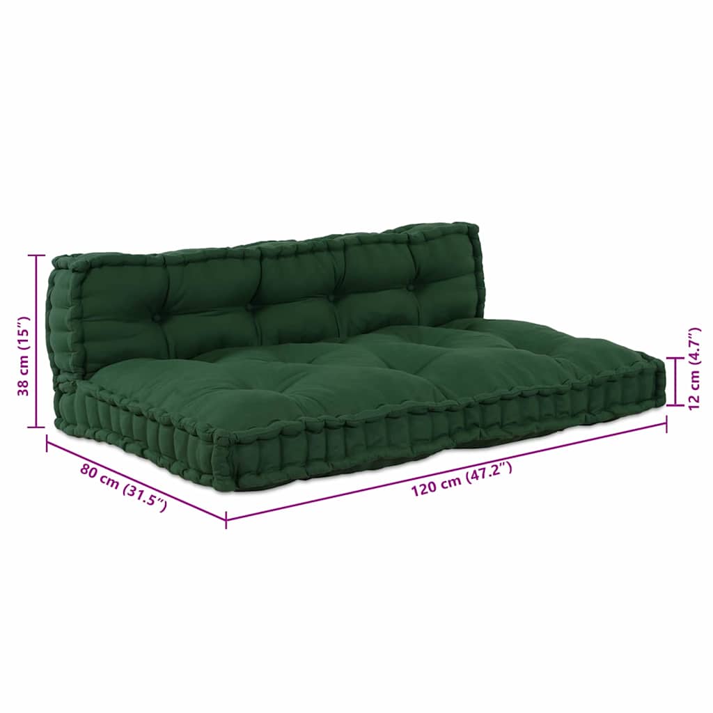 Palle Sofa Pude 2 stk. Stof Grøn 120 x 80 x 38 cm