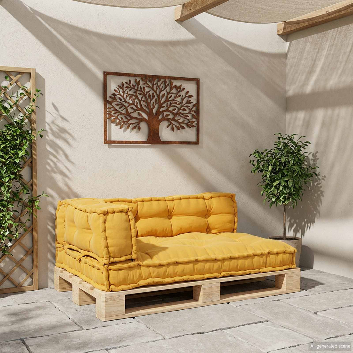 Palle Sofa Pude 3 stk. Stof Gul 120 x 80 x 38 cm