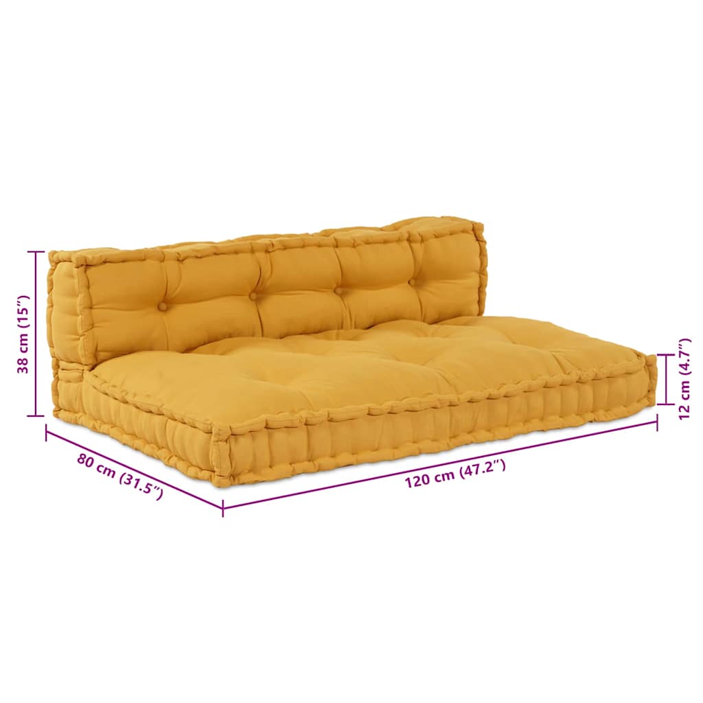 Palle Sofa Pude 2 stk. Stof Gul 120 x 80 x 38 cm