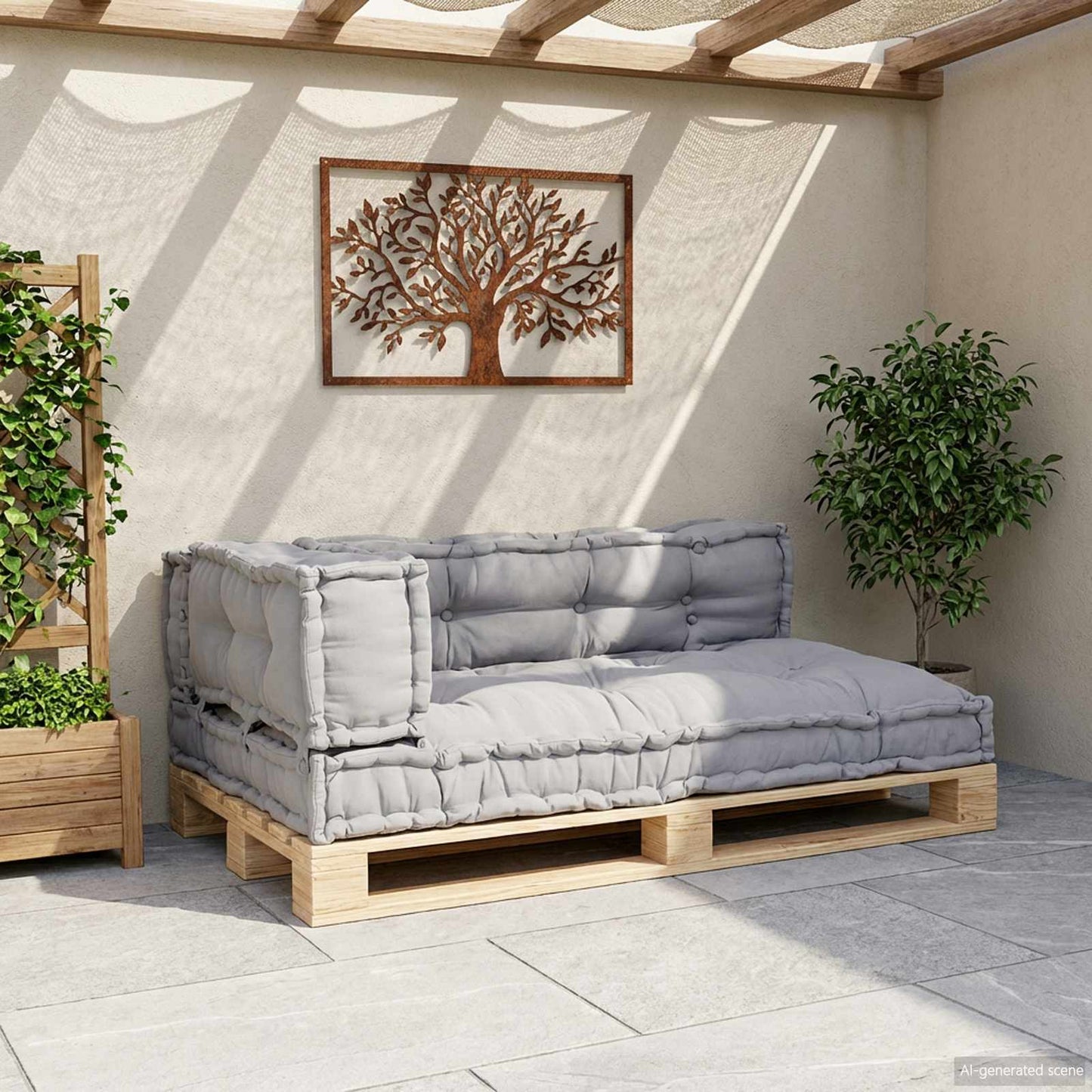 Palle Sofa Pude 3 stk. Stof Grå 120 x 80 x 38 cm