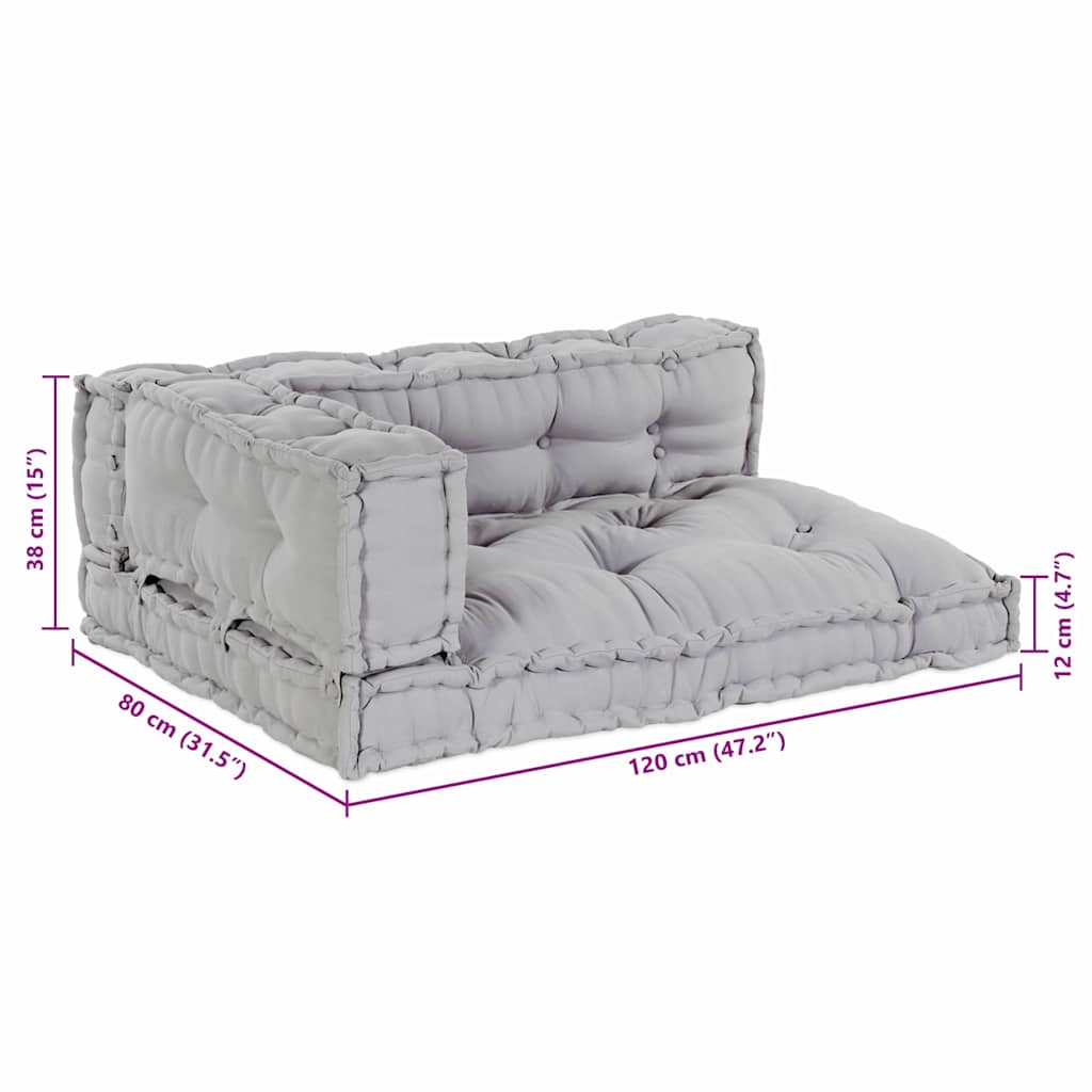 Palle Sofa Pude 3 stk. Stof Grå 120 x 80 x 38 cm