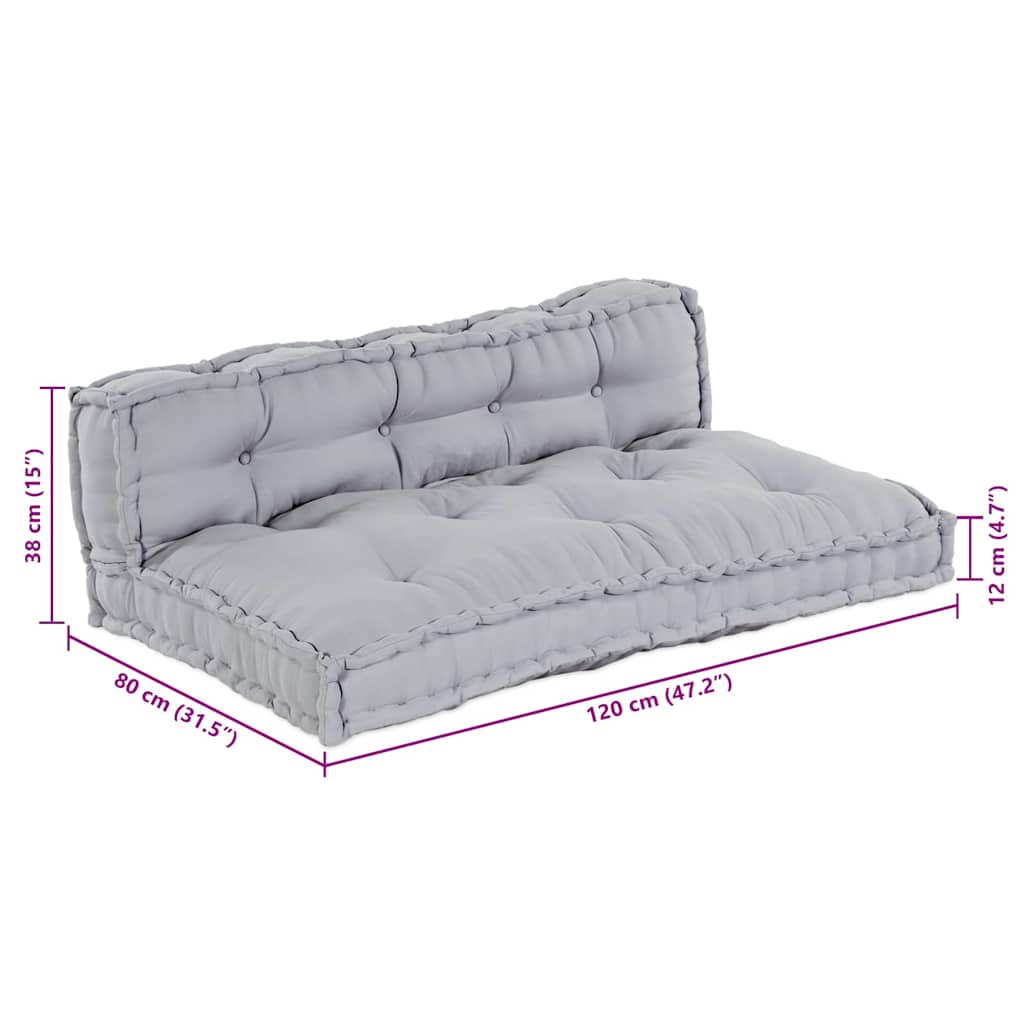 Palle Sofa Pude 2 stk. Stof Grå 120 x 80 x 38 cm
