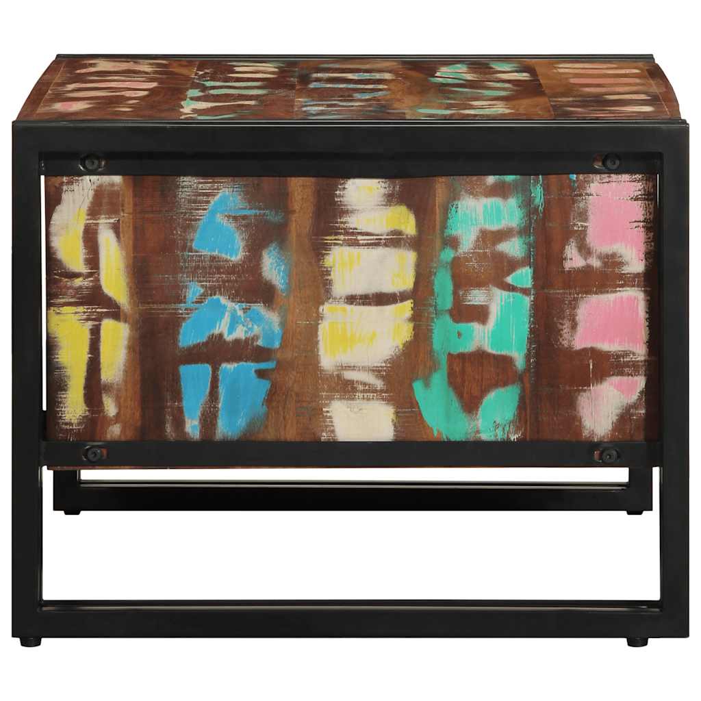 sofabord 70x50x38 cm massivt genbrugstræ flerfarvet