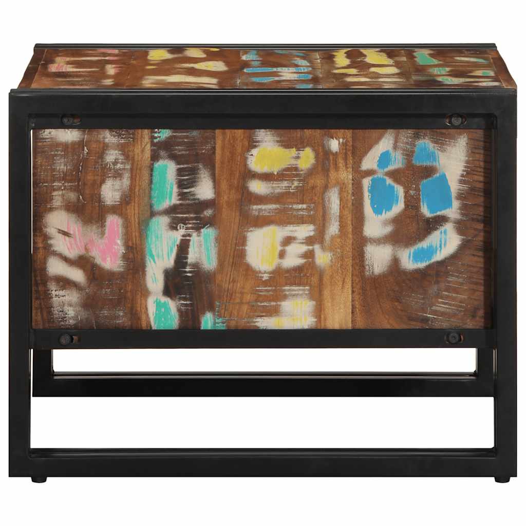 sofabord 50x50x38 cm massivt genbrugstræ flerfarvet