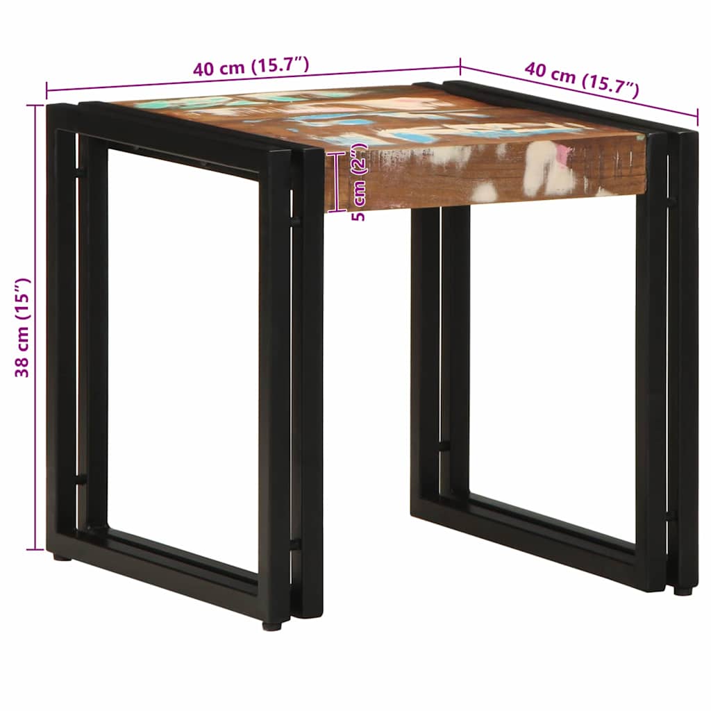 Sofabord Flerfarvet 40 x 40 x 38 cm Solid genbrugs træ