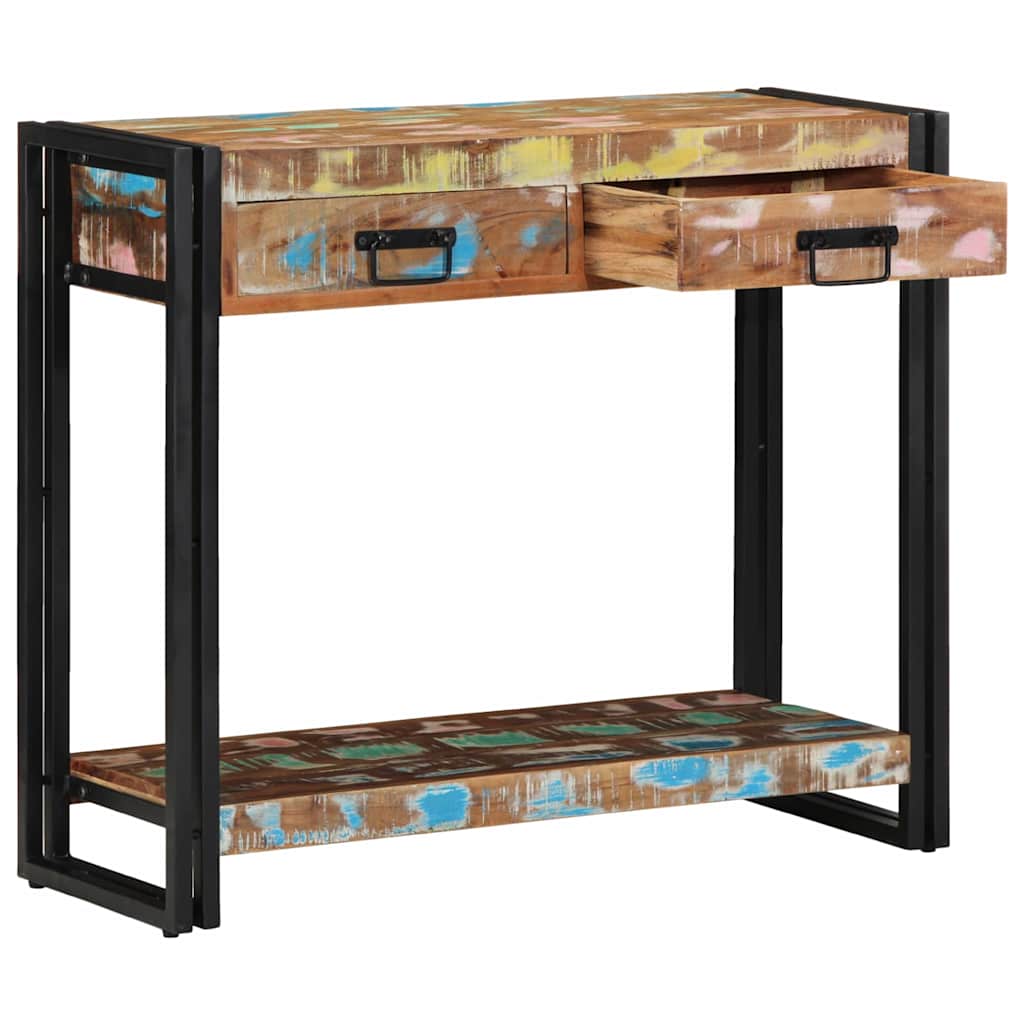Konsolbord Flerfarvet 90 x 33 x 75 cm Solid genbrugs træ