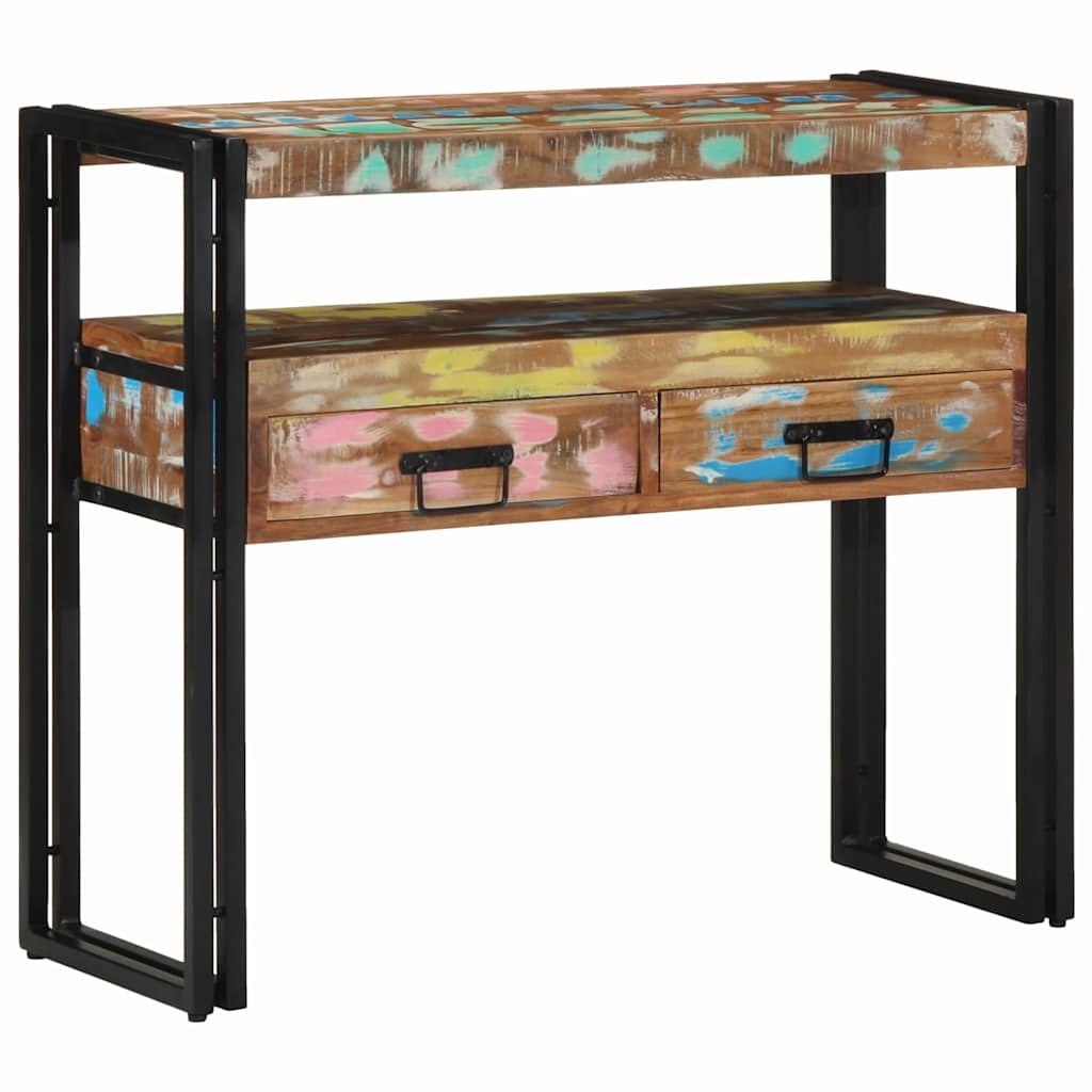 Konsolbord Flerfarvet 90 x 33 x 75 cm Solid genbrugs træ