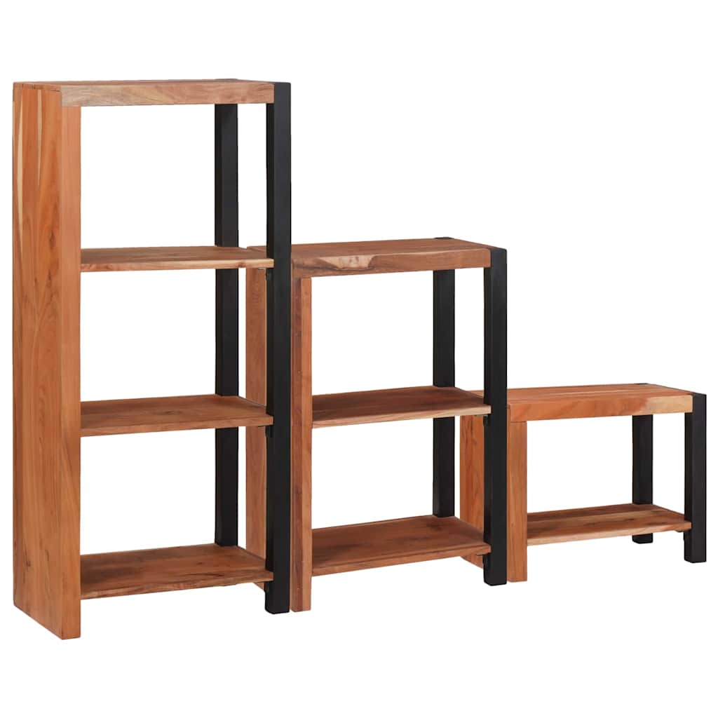 Bogreol 6 niveauer 3 stk. 50 x 30 x 110 cm Massivt Akacietræ