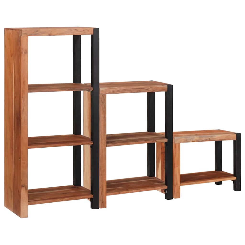 Bogreol 6 niveauer 3 stk. 50 x 30 x 110 cm Massivt Akacietræ