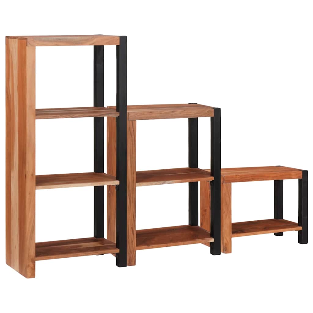 Bogreol 6 niveauer 3 stk. 50 x 30 x 110 cm Massivt Akacietræ