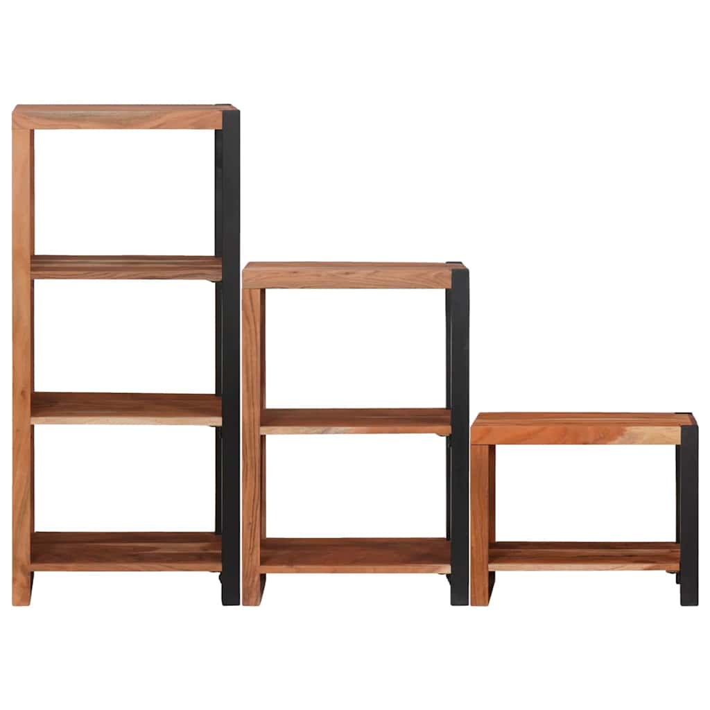 Bogreol 6 niveauer 3 stk. 50 x 30 x 110 cm Massivt Akacietræ