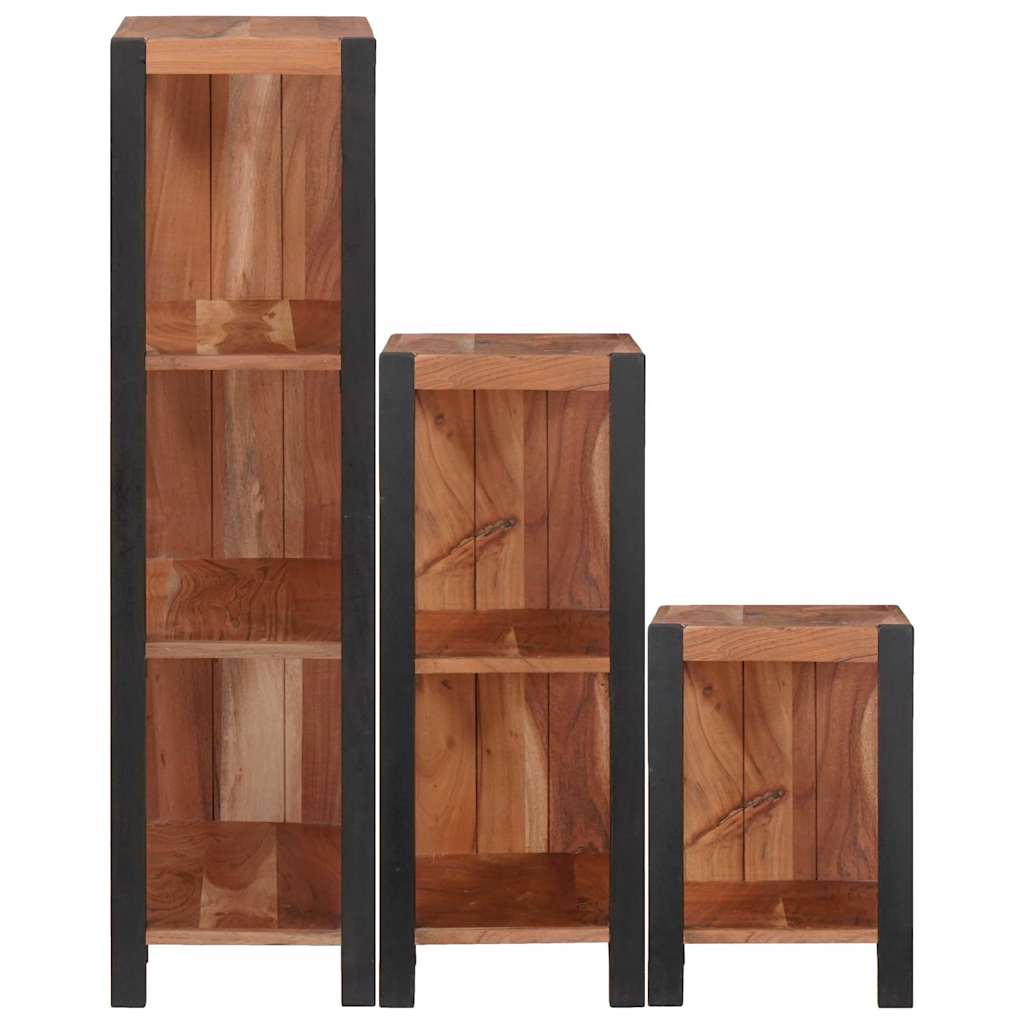 Bogreol 6 niveauer 3 stk. 50 x 30 x 110 cm Massivt Akacietræ