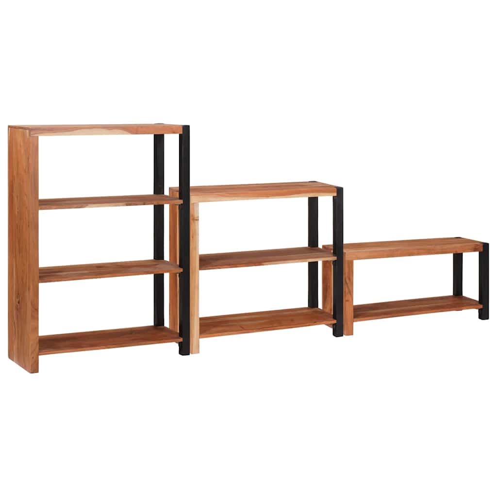 Bogreol 6 niveauer 3 stk. 80 x 30 x 110 cm Massivt Akacietræ