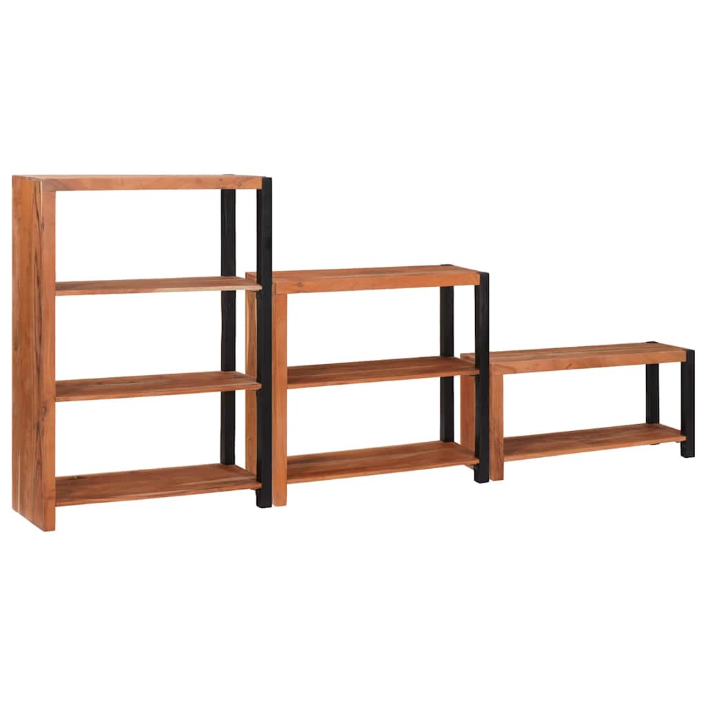 Bogreol 6 niveauer 3 stk. 80 x 30 x 110 cm Massivt Akacietræ