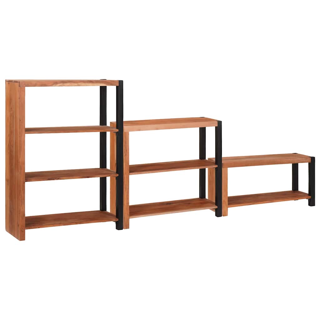 Bogreol 6 niveauer 3 stk. 80 x 30 x 110 cm Massivt Akacietræ