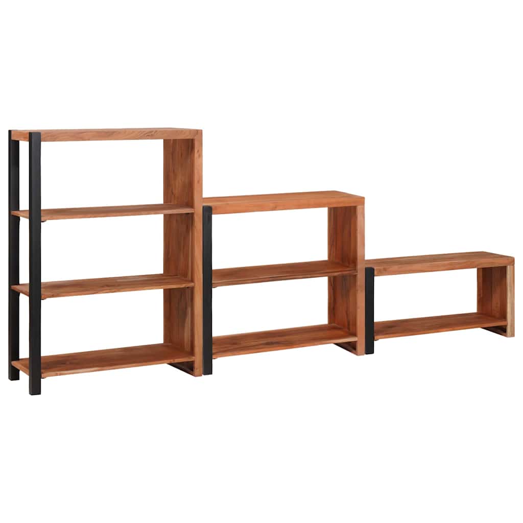 Bogreol 6 niveauer 3 stk. 80 x 30 x 110 cm Massivt Akacietræ