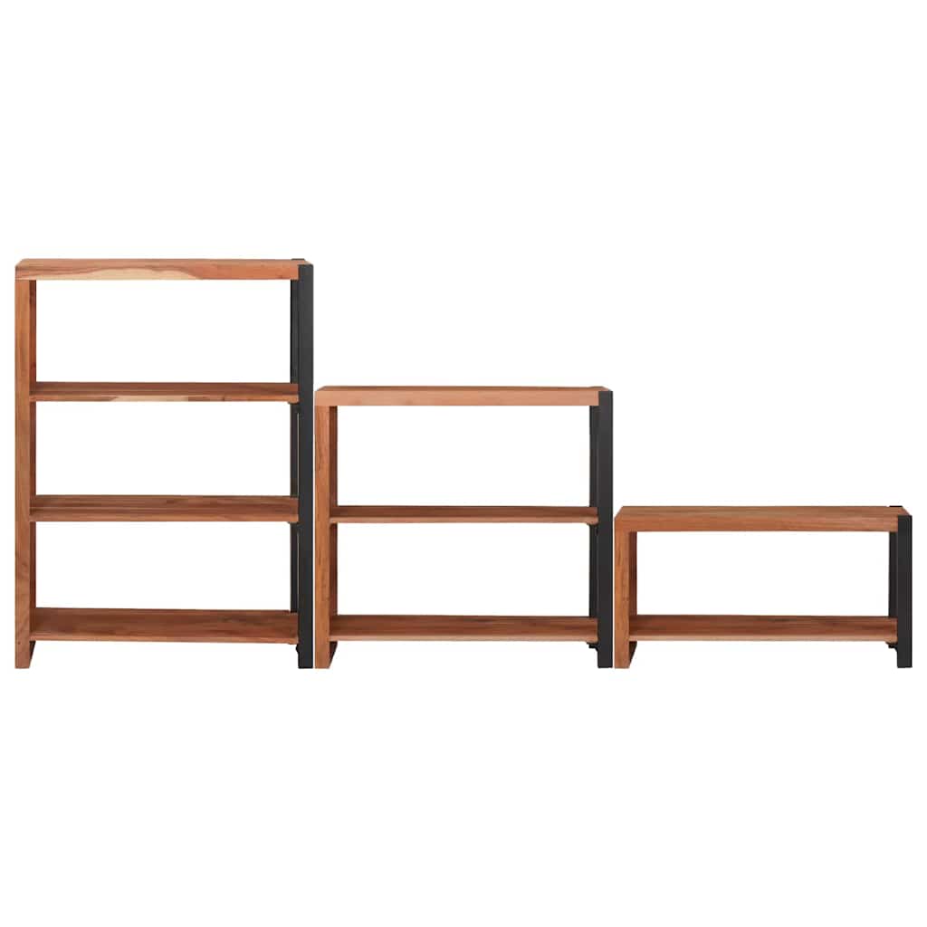 Bogreol 6 niveauer 3 stk. 80 x 30 x 110 cm Massivt Akacietræ