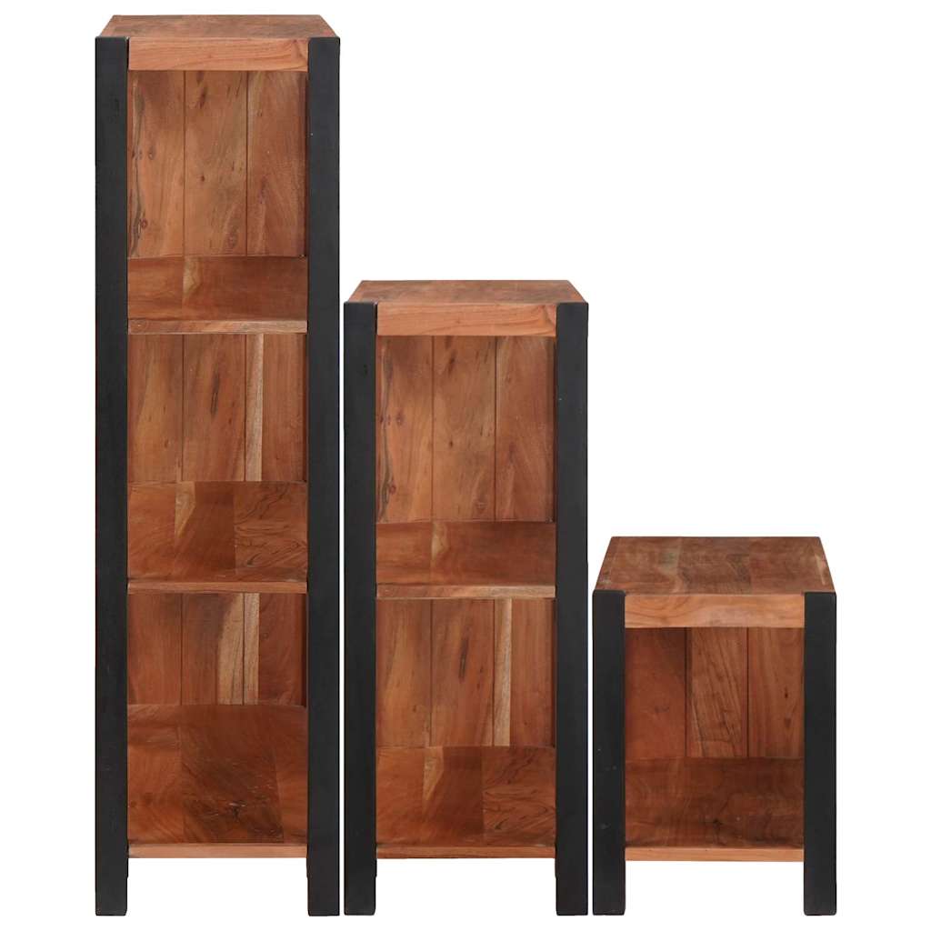 Bogreol 6 niveauer 3 stk. 80 x 30 x 110 cm Massivt Akacietræ