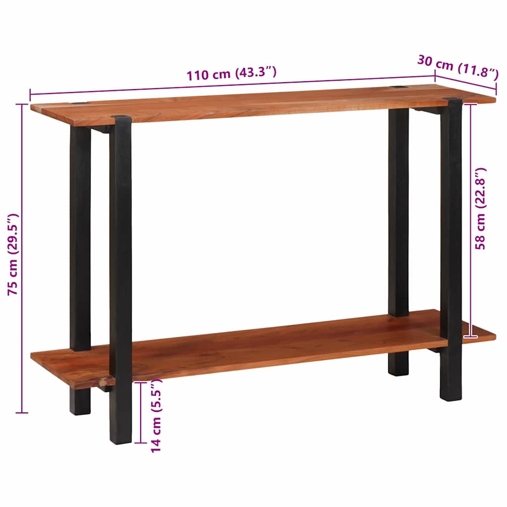 Konsolbord med hylde Brun og sort 110 x 30 x 75 cm