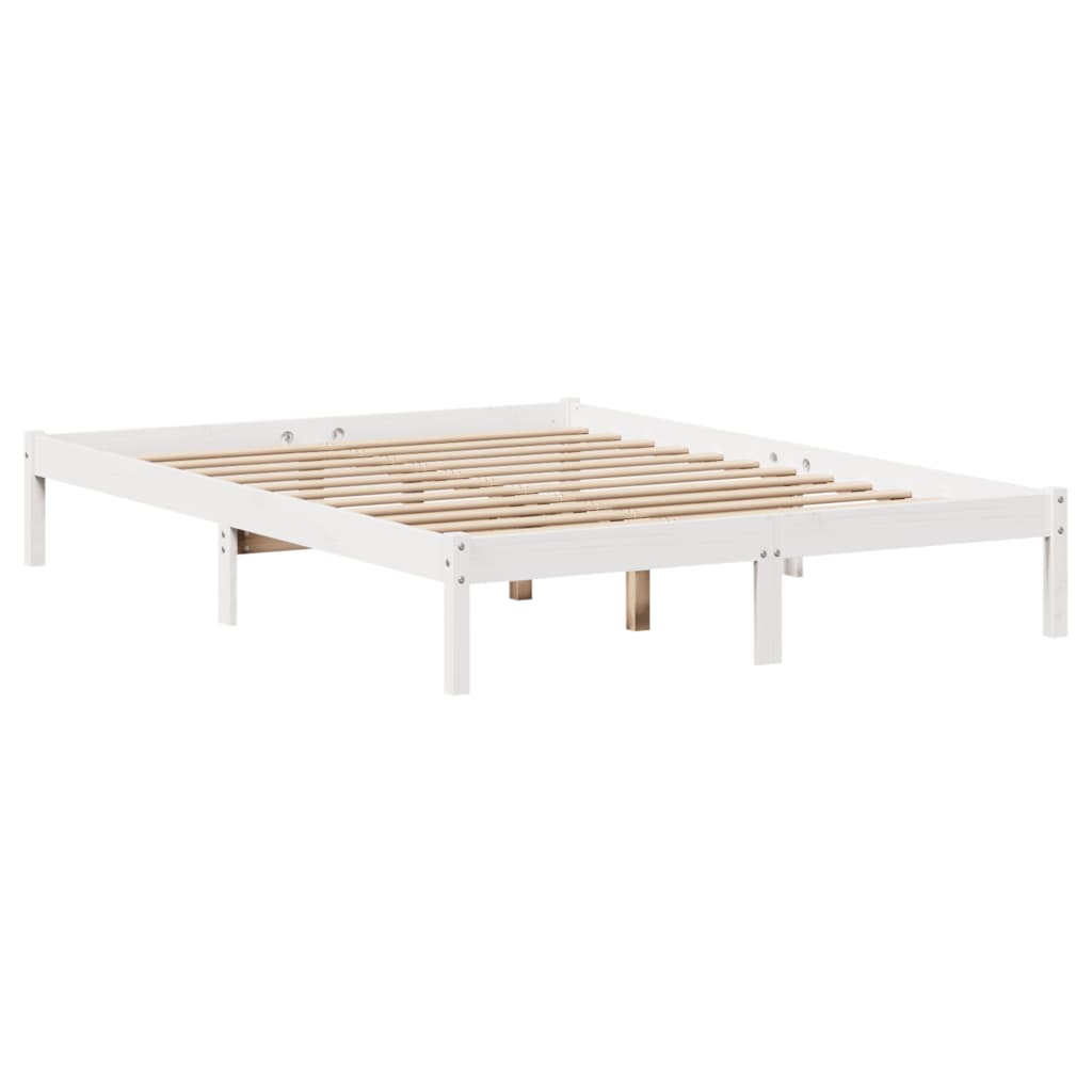 seng med reol uden madras 140x190 cm massivt fyrretræ hvid