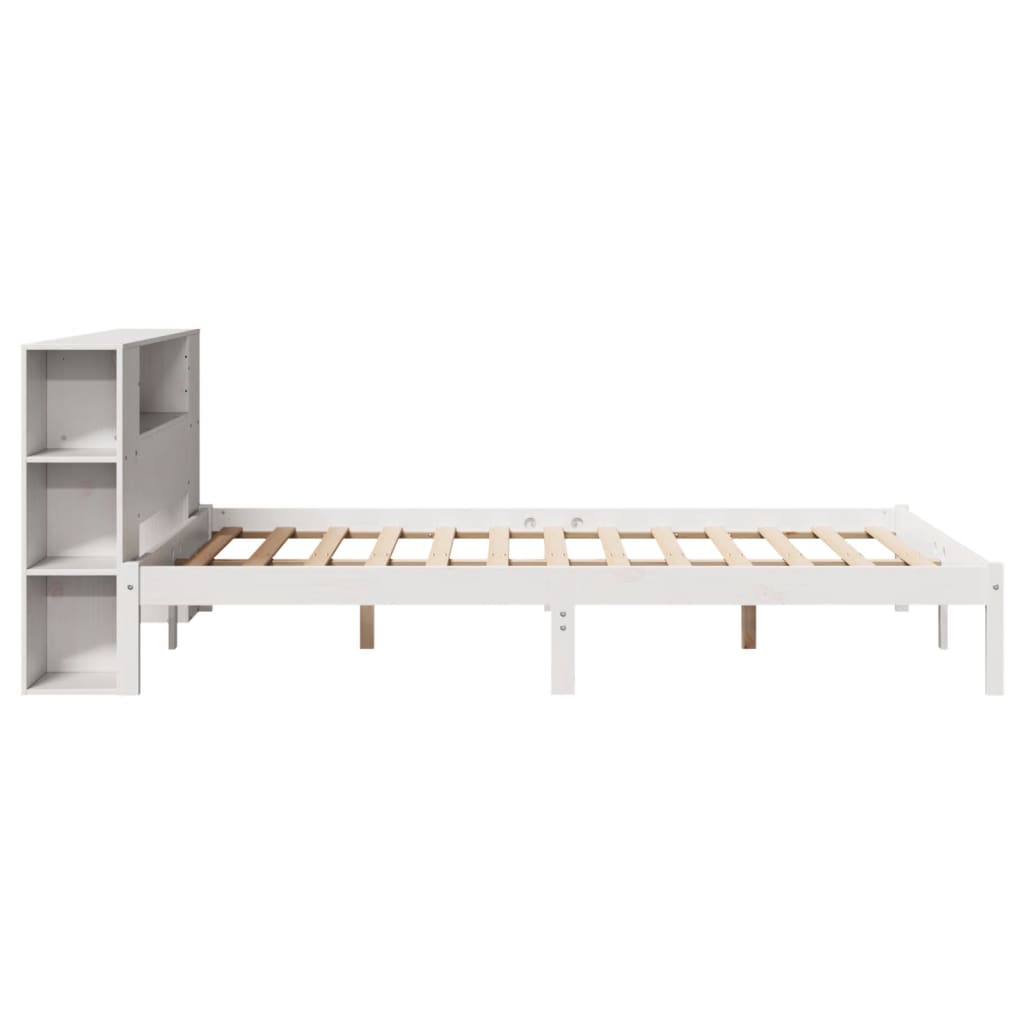 seng med reol uden madras 140x190 cm massivt fyrretræ hvid