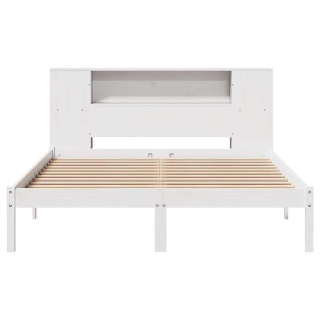 seng med reol uden madras 140x200 cm massivt fyrretræ hvid