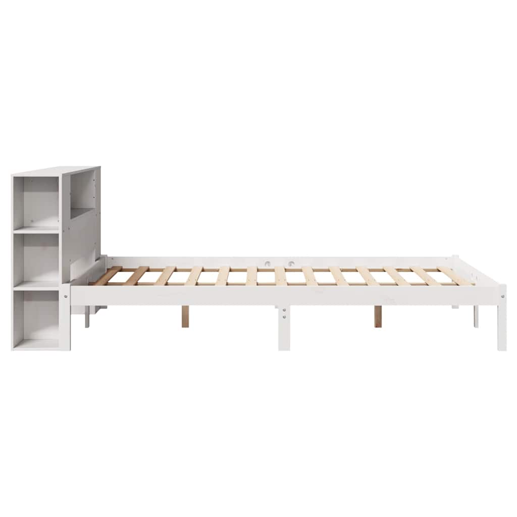 seng med reol uden madras 140x200 cm massivt fyrretræ hvid