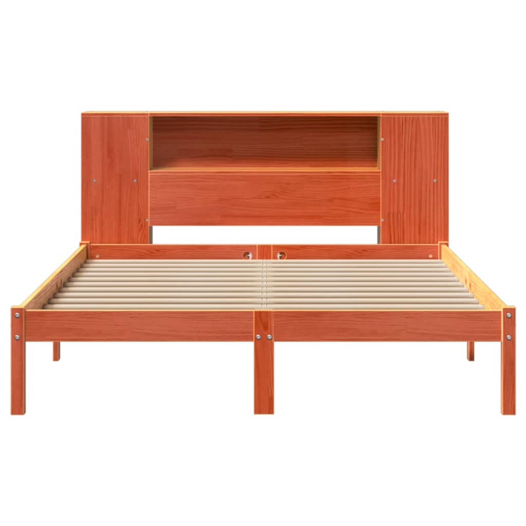 seng med reol uden madras 140x190cm massivt fyrretræ gyldenbrun