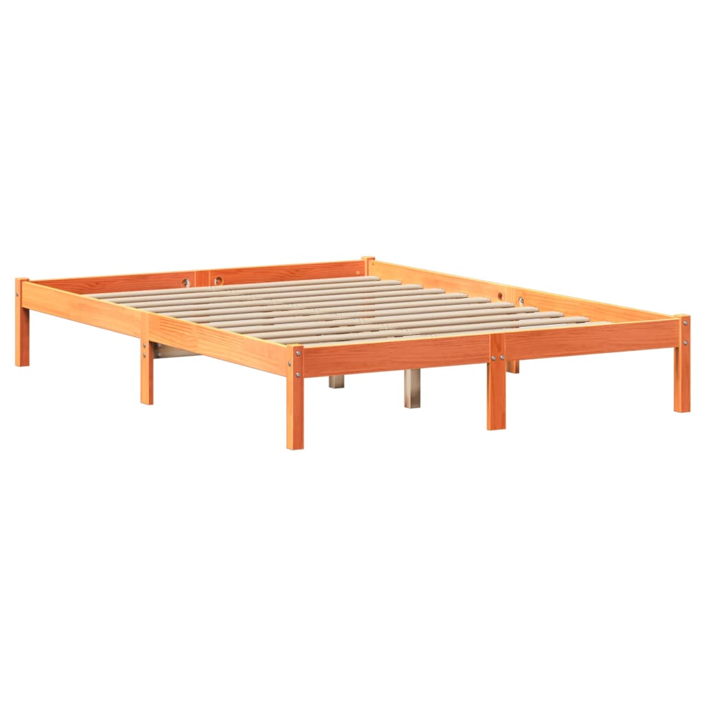 seng med reol uden madras 140x190cm massivt fyrretræ gyldenbrun
