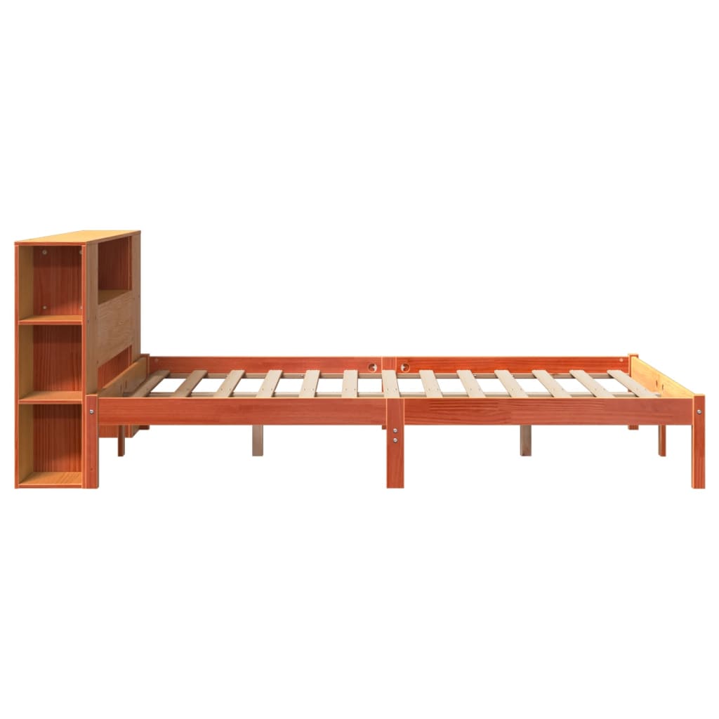 seng med reol uden madras 140x190cm massivt fyrretræ gyldenbrun